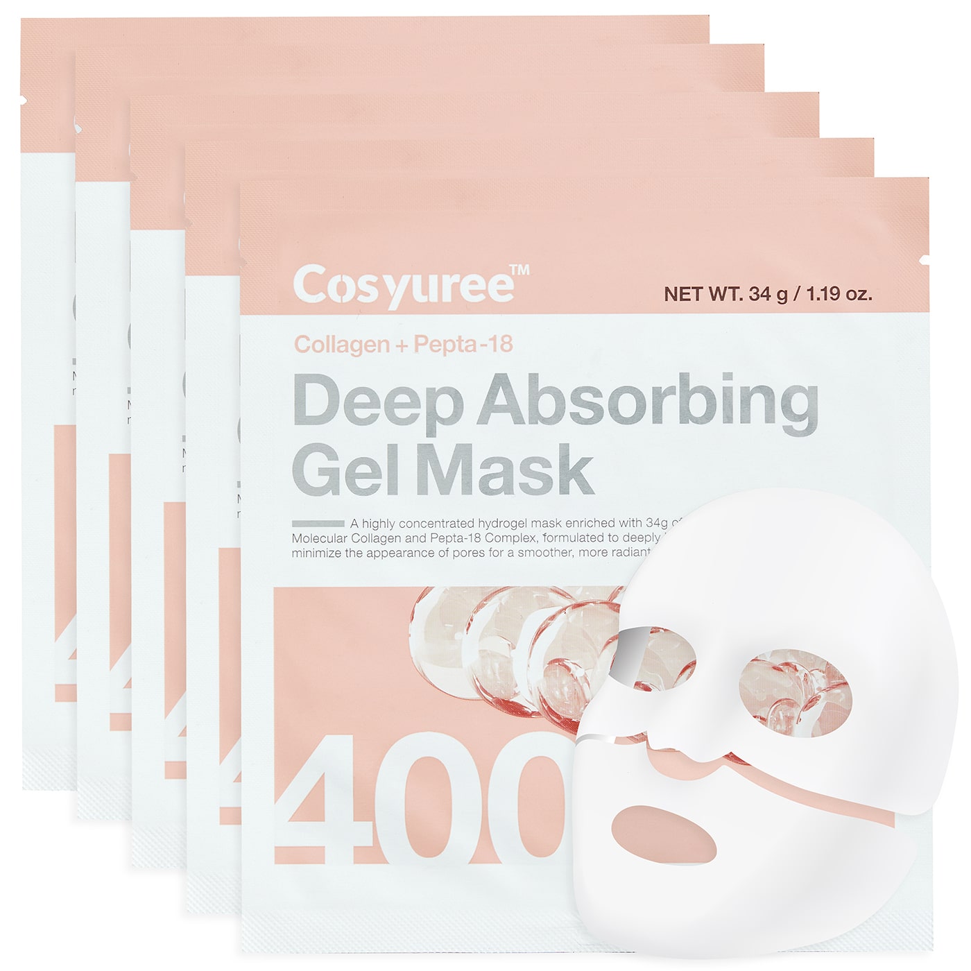 [Cosyuree] #1 Emerging K-beauty brand Collagen Peptide Deep Absorbing Gel Mask, Hydrating & Firming Overnight Premium Korean Facial Mask, Vegan Skincare for Moisture, Minimizing Pore & Elasticity
