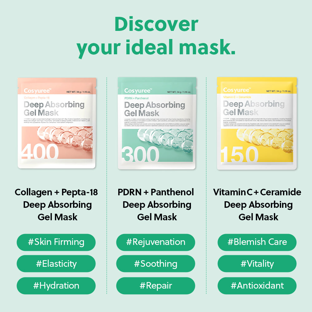 [Cosyuree] #1 Emerging K-beauty brand PDRN + Panthenol Deep Absorbing Gel Mask for Redness Relief and Skin Regeneration Overnight Hydrogel Mask