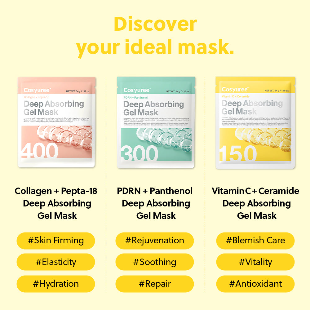 [Cosyuree] #1 Emerging K-beauty brand Vitamin C Ceramide Deep Absorbing Gel Mask for Brightening, Dark Spots, and Uneven Skin Tone Overnight Korean Facial Gel Mask